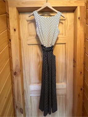 Karl Lagerfeld Navy & White Polka Dot Jumpsuit